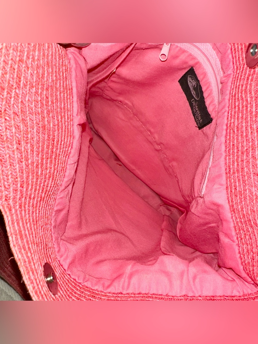 San Diego Hat Co Pink Woven Straw Shoulder Tote Bag Summer Beach Purse - Picture 5 of 8